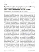 Sequential ultrasound in arthralgia patients at risk for inflammatory arthritis