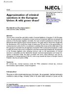 Approximation of criminal sanctions in the European Union