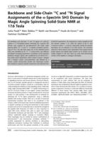 Backbone and side-chain C-13 and N-15 signal assignments of the alpha-spectrin SH3 domain by magic angle spinning solid-state NMR at 17.6 Tesla