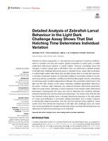 Detailed analysis of zebrafish larval behaviour in the light dark challenge assay shows that diel hatching time determines individual variation