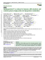 Apolipoprotein F is reduced in humans with steatosis and controls plasma triglyceride-rich lipoprotein metabolism