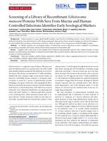 Screening of a library of recombinant Schistosoma mansoni proteins with sera from murine and human controlled infections identifies early serological markers