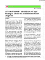 Association of VKORC1 polymorphisms and major bleedings in patients who are treated with vitamin K antagonists