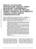 Efficacy of half-dose photodynamic therapy versus high-density subthreshold micropulse laser for treating pigment epithelial detachments in chronic central serous chorioretinopathy