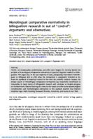 Monolingual comparative normativity in bilingualism research is out of “control”