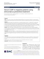 Serum CGRP in migraine patients using erenumab as preventive treatment