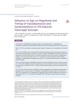 Influence of age on magnitude and timing of vasodepression and cardioinhibition in tilt-induced vasovagal syncope