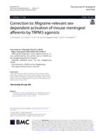 Correction to: Migraine-relevant sex-dependent activation of mouse meningeal afferents by TRPM3 agonists