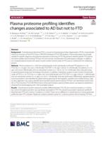 Plasma proteome profiling identifies changes associated to AD but not to FTD