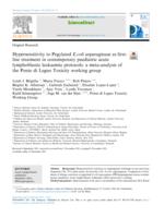 Hypersensitivity to Pegylated E.coli asparaginase as first-line treatment in contemporary paediatric acute lymphoblastic leukaemia protocols