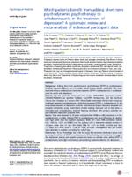 Which patients benefit from adding short-term psychodynamic psychotherapy to antidepressants in the treatment of depression?