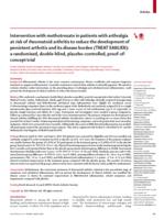 Intervention with methotrexate in patients with arthralgia at risk of rheumatoid arthritis to reduce the development of persistent arthritis and its disease burden (TREAT EARLIER)