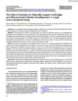 The role of genetics in clinically suspect arthralgia and rheumatoid arthritis development
