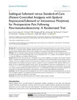 Sublingual sufentanil versus standard-of-care (patient-controlled analgesia with epidural ropivacaine/sufentanil or intravenous morphine) for postoperative pain following pancreatoduodenectomy