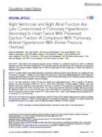 Right ventricular and right atrial function are less compromised in pulmonary hypertension secondary to heart failure with preserved ejection fraction