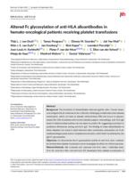 Altered Fc glycosylation of anti-HLA alloantibodies in hemato-oncological patients receiving platelet transfusions
