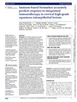 Immune-based biomarker accurately predicts response to imiquimod immunotherapy in cervical high-grade squamous intraepithelial lesions