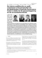 De interne auditfunctie en auditcommissie in het perspectief van de Nederlandse Corporate Governance Code in relatie tot de jaarverslaggeving en de accountantscontrole