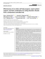 Effectiveness of an online self‐help program, expert‐patient support, and their combination for eating disorders: Results from a randomized controlled trial
