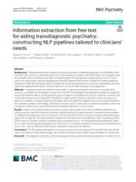 Information extraction from free text for aiding transdiagnostic psychiatry