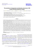 The evolution of temperature and density structures of OB cluster-forming molecular clumps