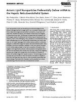 Anionic Lipid Nanoparticles Preferentially Deliver mRNA to the Hepatic Reticuloendothelial System