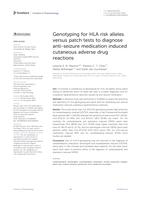 Genotyping for HLA risk alleles versus patch tests to diagnose anti-seizure medication induced cutaneous adverse drug reactions