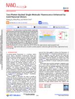 Two-photon-excited single-molecule fluorescence enhanced by gold nanorod dimers