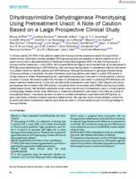 Dihydropyrimidine dehydrogenase phenotyping using pretreatment uracil