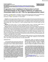 Progression from subclinical inflammation to overt spondyloarthritis (SpA) in first-degree relatives of SpA patients in association with HLA-B27