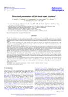 Structural parameters of 389 local open clusters