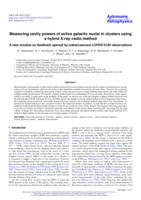 Measuring cavity powers of active galactic nuclei in clusters using a hybrid X-ray-radio method.