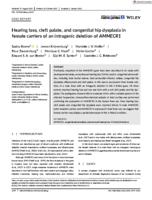 Hearing loss, cleft palate, and congenital hip dysplasia in female carriers of an intragenic deletion of AMMECR1