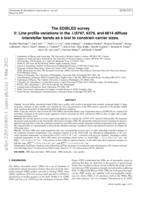 The EDIBLES survey. V. Line profile variations in the λ λ 5797, 6379, and 6614 diffuse interstellar bands as a tool to constrain carrier sizes