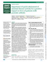 Importance of quick attainment of minimal disease activity for a positive impact on lives of patients with psoriatic arthritis