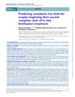 Predicting cumulative live birth for couples beginning their second complete cycle of in vitro fertilization treatment