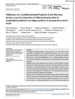 Validation of a modified bedside Pediatric Early Warning System score for detection of clinical deterioration in hospitalized pediatric oncology patients