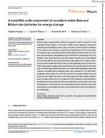 A social life cycle assessment of vanadium redox flow and lithium-ion batteries for energy storage