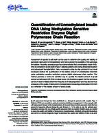 Quantification of unmethylated insulin DNA using methylation sensitive restriction enzyme digital polymerase chain reaction