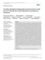 Circadian disruption impairs glucose homeostasis in male but not in female mice and is dependent on gonadal sex hormones