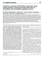 Proprotein convertase PCSK9 affects expression of key surface proteins in human pancreatic beta cells via intracellular and extracellular regulatory circuits