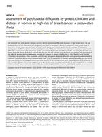 Assessment of psychosocial difficulties by genetic clinicians and distress in women at high risk of breast cancer