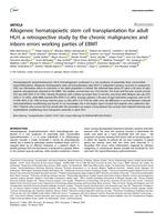 Allogeneic hematopoietic stem cell transplantation for adult HLH