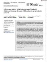 Efficacy and toxicity of high‐risk therapy of the Dutch Childhood Oncology Group in childhood acute lymphoblastic leukemia