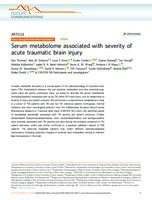 Serum metabolome associated with severity of acute traumatic brain injury