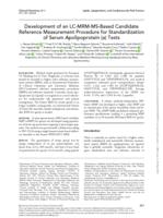 Development of an LC-MRM-MS-based candidate reference measurement procedure for standardization of serum apolipoprotein (a) tests