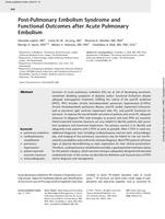 Post-pulmonary embolism syndrome and functional outcomes after acute pulmonary embolism