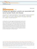 Coding and regulatory variants are associated with serum protein levels and disease