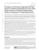 Perceptions and motivation regarding performing research in physicians specializing in care for older adults involved in a mandatory evidence-based medicine training study