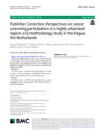 Publisher correction: Perspectives on cancer screening participation in a highly urbanized region